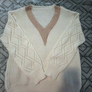 Beautiful cream the neck lace sweater